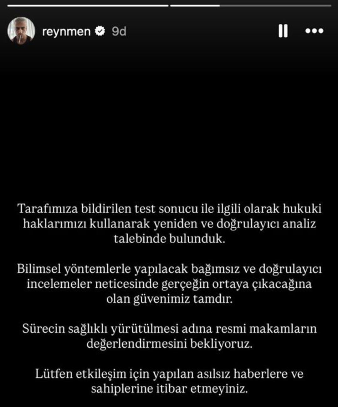 Uyuşturucu test sonucu pozitif &ccedil;ıkmıştı! Reynmen yeniden test yaptıracak 2