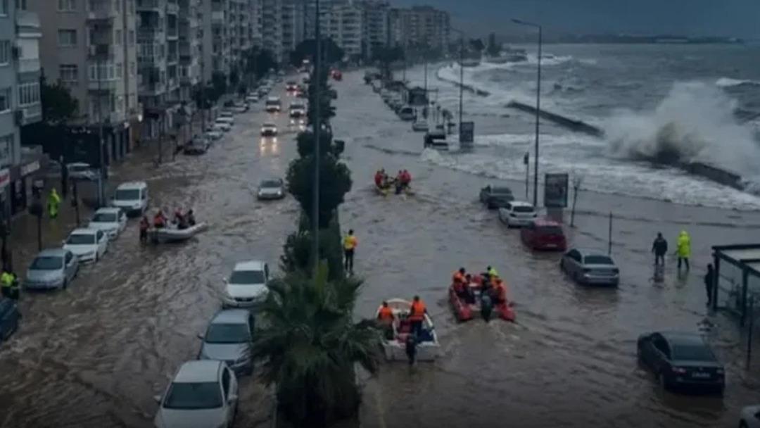 Kuvvetli sağanak İzmir, Aydın ve &Ccedil;anakkaleyi sular altında bıraktı! Deniz taştı, yollar su doldu 2