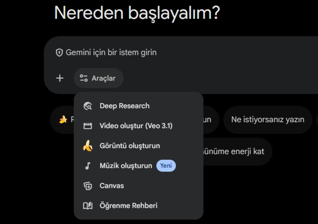 Google&rsquo;dan s&uuml;rpriz hamle: Gemini ye "m&uuml;zik oluşturun" se&ccedil;eneği geldi! 1