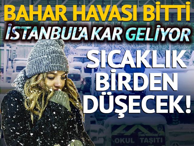 Bahar havası bitti! İstanbul&rsquo;a kar yağışı geliyor: Sıcaklık 7 derece birden d&uuml;şecek
