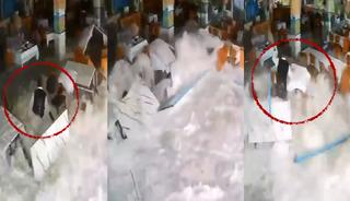 Restorana dalıp garsonu metrelerce s&uuml;r&uuml;kledi