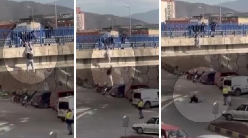 K&ouml;pr&uuml;de can pazarı: İntihar etmek istedi, tutunamayınca yere d&uuml;şt&uuml;