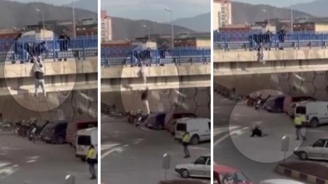 Köprüde can pazarı: İntihar etmek istedi, tutunamayınca yere düştü