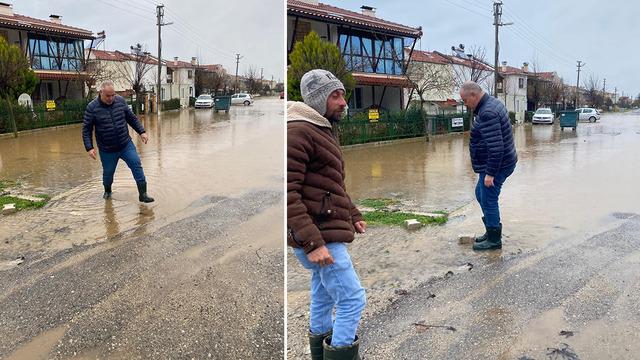 Enez'de sağanak; su baskınları yaşandı