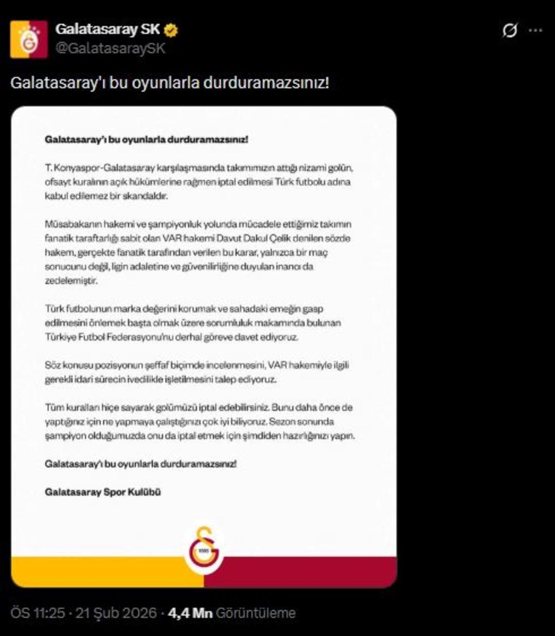 TFF den Galatasaray a tek cümlelik açıklama! "Futbol ayak oyunu değil, bir spordur" 2