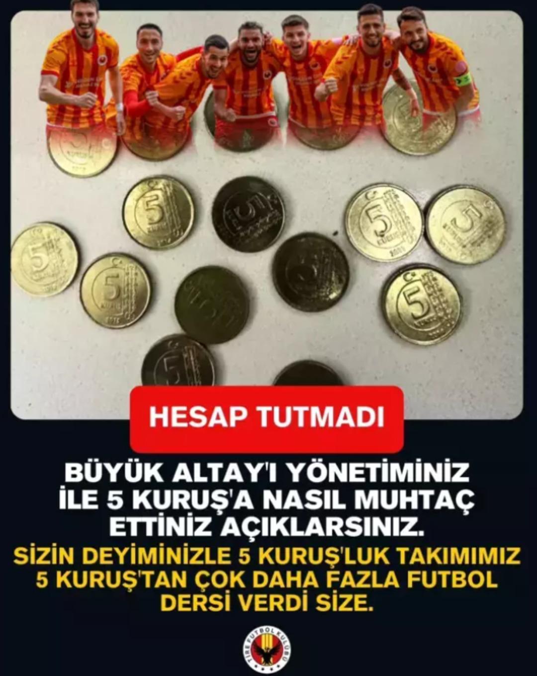 İzmir derbisinde "5 kuruş" kaosu! Altay ın bilet misillemesine Tire FK dan olay yanıt: "B&uuml;y&uuml;k Altay ı nasıl muhta&ccedil; ettiniz a&ccedil;ıklayın!" 1