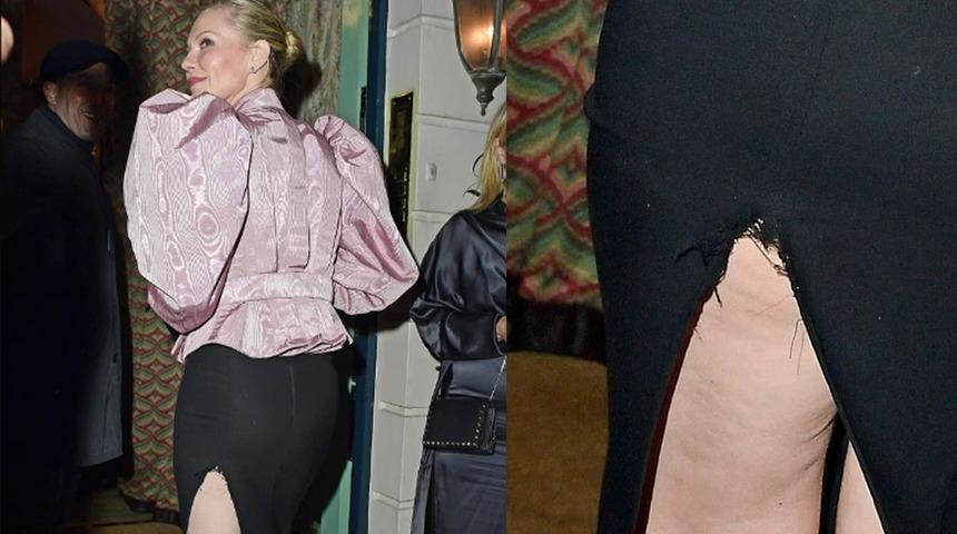 Şıklığı Olaydı&hellip; Eteği yırtılınca geceye damga vurdu!