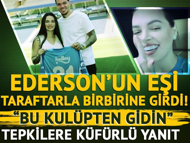 Ederson'un eşi Fenerbah&ccedil;eli bir taraftarla tartıştı! 'Gidin' tepkilerine k&uuml;f&uuml;rle yanıt verdi