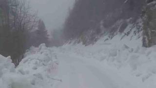 Yedigöller Milli Parkı yolunda kar yağışı etkili oluyor