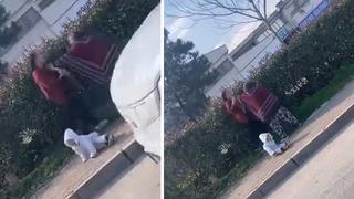 Dilenci kadınların kavgası kamerada: Kucağındaki bebek yere düştü