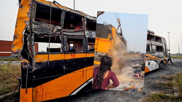 Otobüsün içinden ceset fırladı: Korkunç görüntü Hindistan'dan!