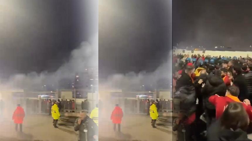 Juventus ma&ccedil;ı &ouml;ncesi skandal! Galatasaray taraftarlarına sert m&uuml;dahale! Ortalık karıştı...