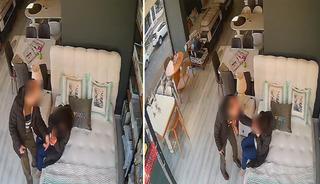 Eşini mobilya mağazasında darbetti: O anlar kamerada