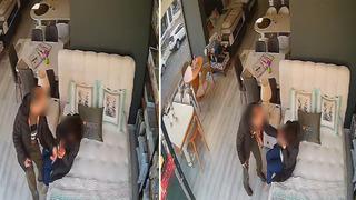 Eşini mobilya mağazasında darbetti: O anlar kamerada