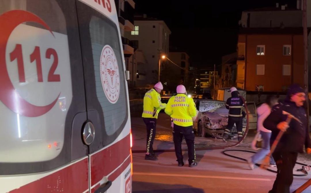 Alev alev yanan araca antifriz d&ouml;k&uuml;p s&ouml;nd&uuml;rmeye &ccedil;alıştı 5