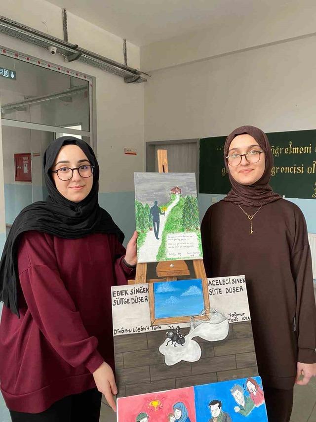 Atas&ouml;zleri ve deyimler hayal g&uuml;c&uuml;yle tuvale yansıtıldı 2