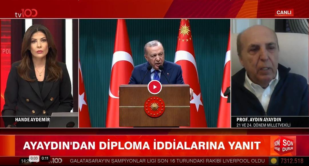 Cumhurbaşkanı Erdoğan&rsquo;ın diploması hakkındaki iddialara Prof. Dr. Aydın Ayaydın dan yanıt!  Derslerine 4 yıl ben girdim  1