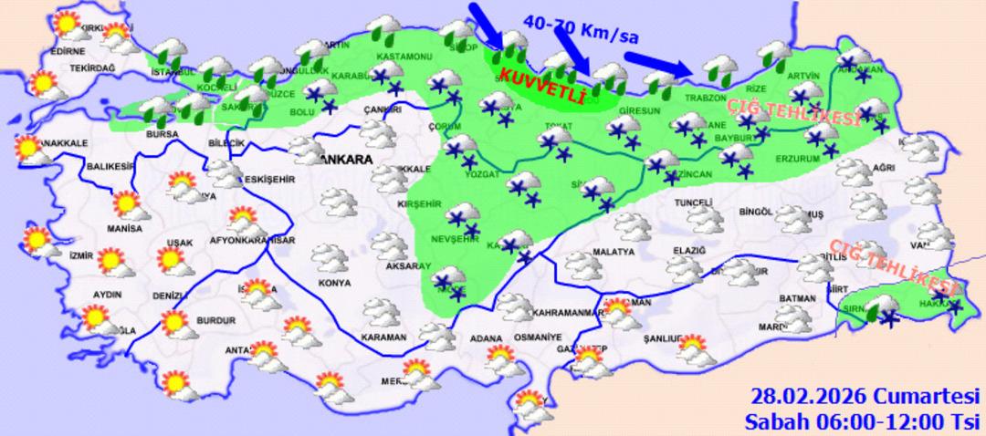 Meteoroloji il il uyardı: Kuvvetli kar ve fırtına geliyor! 28 Şubat Cumartesi hava durumu tahminleri... 1