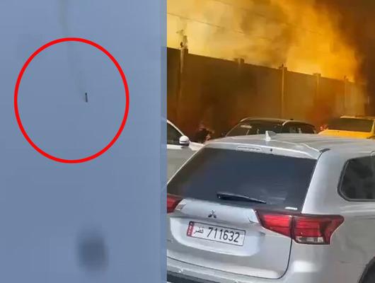 Doha'da peş peşe patlama! F&uuml;zenin d&uuml;şt&uuml;ğ&uuml; an kamerada