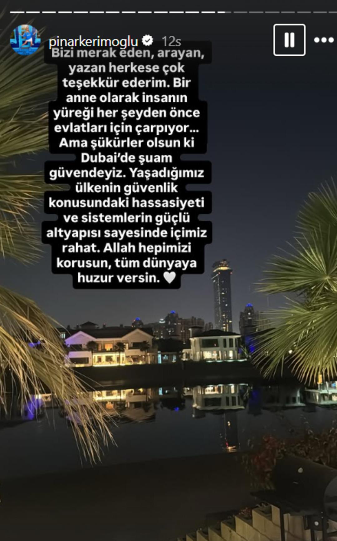 Pınar Kerimoğlu Dubai de korku dolu anlar yaşadı! Paylaşıp sildi: 
