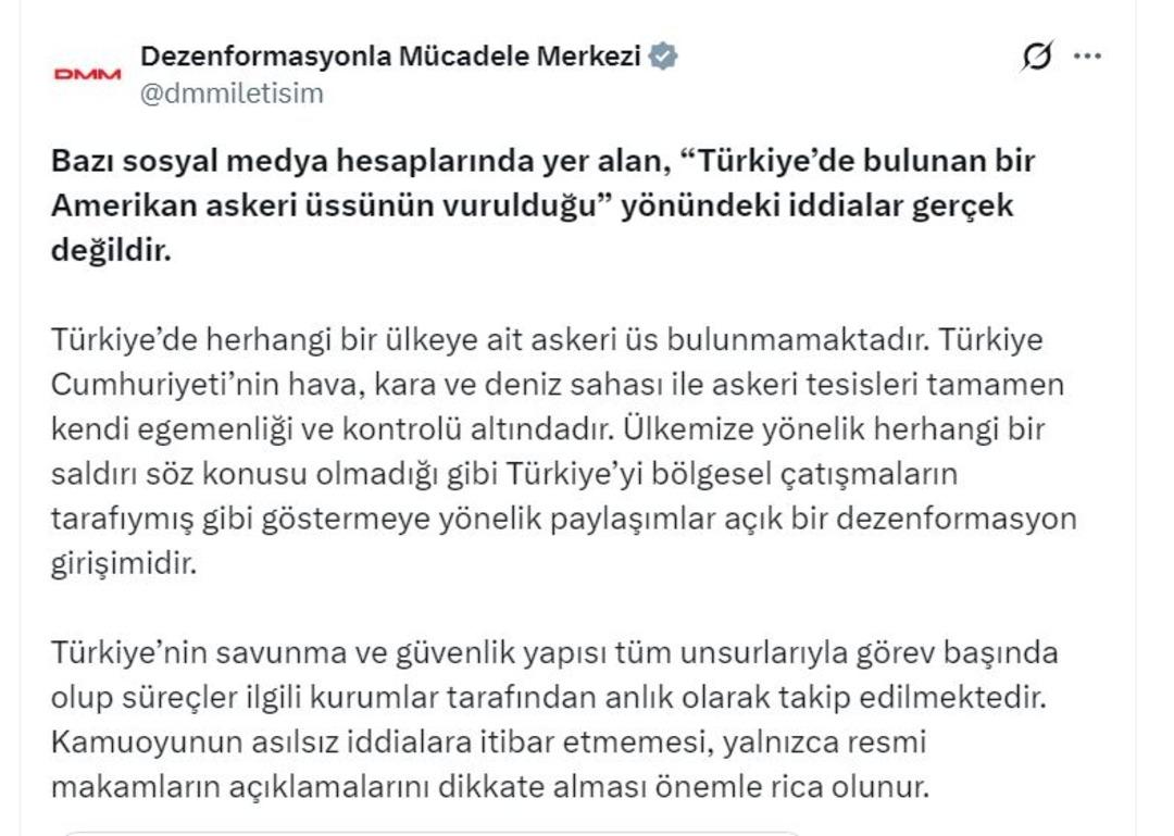 DMM: "T&uuml;rkiye de herhangi bir &uuml;lkenin askeri &uuml;ss&uuml; yok" 1