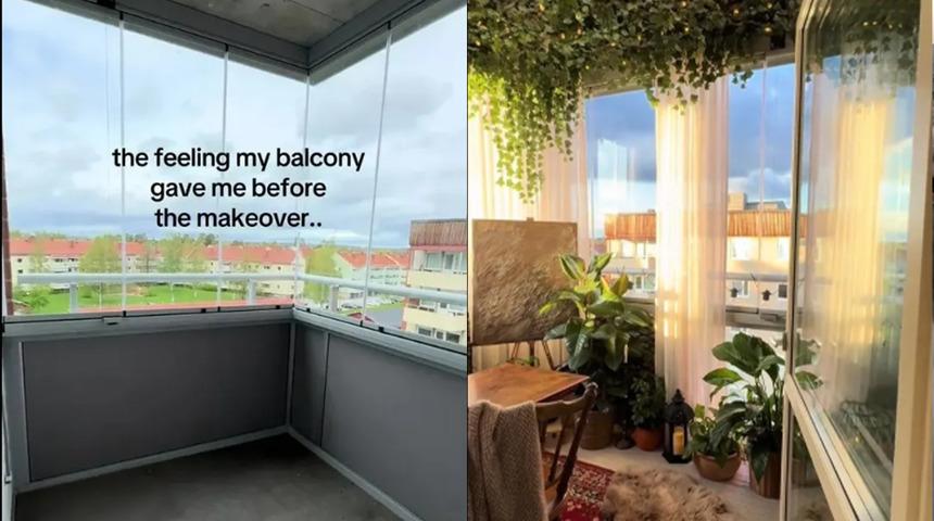 Uygun fiyatlı dokunuşla balkonu seraya &ccedil;evirdi! Siz de evinizde uygulayabilirsiniz