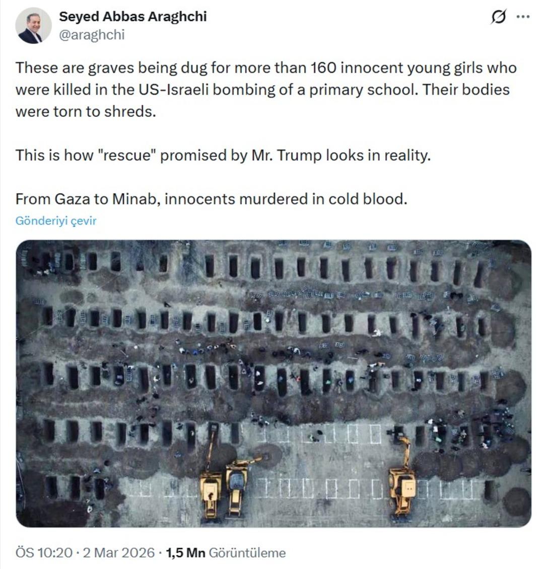 Savaşın ilk g&uuml;n&uuml;nde yaşanan vahşet! İranlı Bakan paylaştı: 160 masum kız &ccedil;ocuğu&hellip; 1