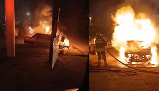 Park halindeki ara&ccedil; alev alev yandı