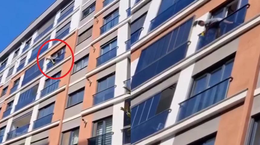 Hatice cam silerken komşuları korkuttu! "Ne yapıyorsun?"