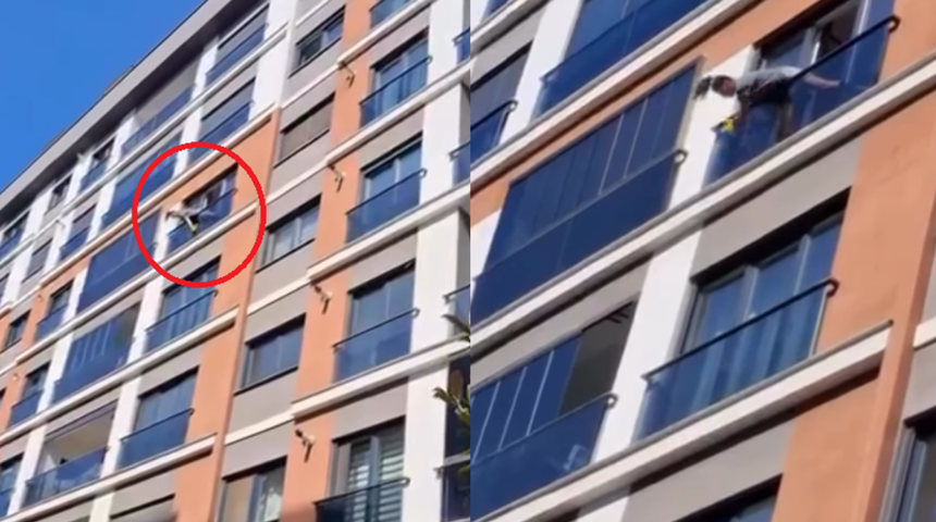 Hatice cam silerken komşuları korkuttu! "Ne yapıyorsun?"