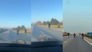 Motosiklet s&uuml;r&uuml;c&uuml;lerinin tehlikeli yolculuğu b&ouml;yle g&ouml;r&uuml;nt&uuml;lendi