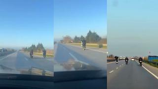 Motosiklet sürücülerinin tehlikeli yolculuğu böyle görüntülendi