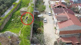 Şoke eden görüntü! Metrelerce yükseklikte...