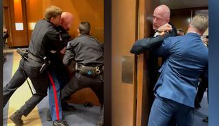 Kongreyi basıp protesto etti! Eski askerin kolunu kırıp g&ouml;zaltına aldılar