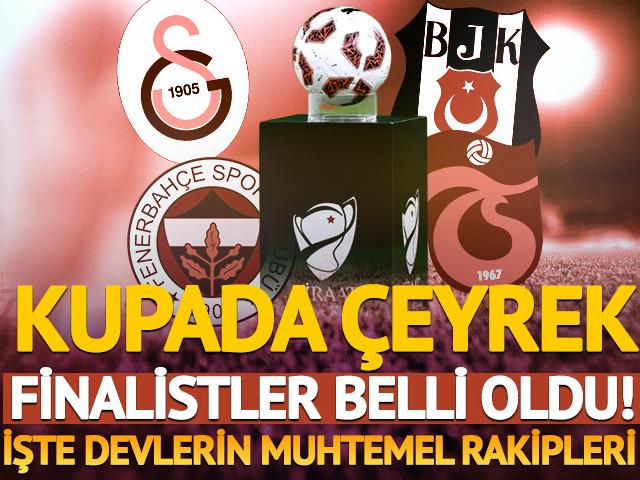 T&uuml;rkiye Kupası'nda &ccedil;eyrek finalistler belli oldu! İşte devlerin muhtemel rakipleri