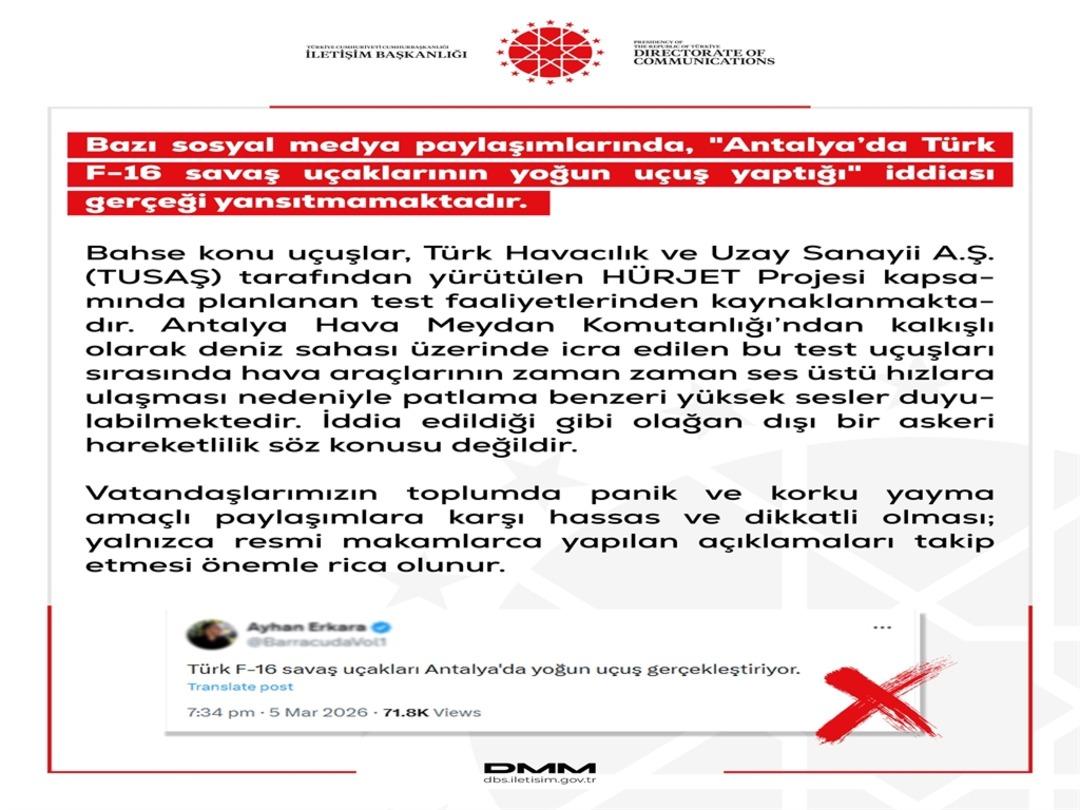 DMM:  T&uuml;rk F-16 savaş u&ccedil;aklarının yoğun u&ccedil;uş yaptığı  iddiası dezenformasyon 2