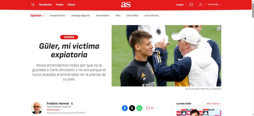 İspanyol gazeteci &ccedil;ıldırdı! "Arda G&uuml;ler taraftar i&ccedil;in bir işkencedir!" 1