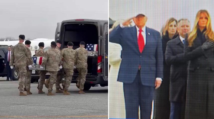 İran '&ccedil;ok sayıda ABD askerini &ouml;ld&uuml;rd&uuml;k' demişti: Trump, ABD askerlerinin tabutlarını b&ouml;yle karşıladı