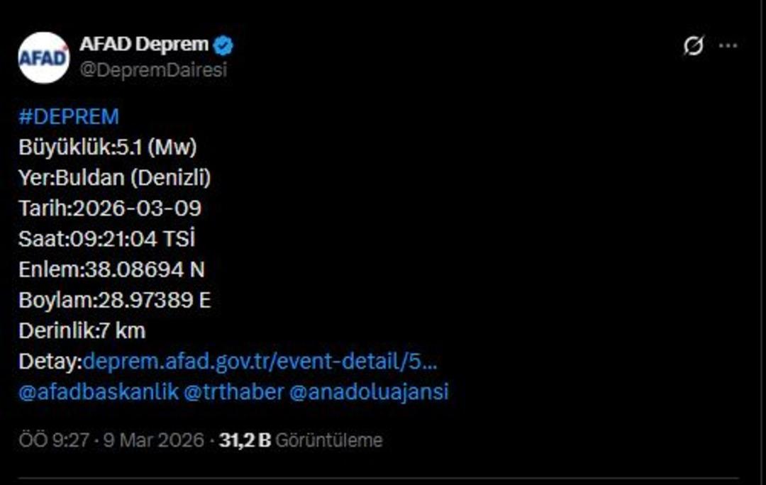 SON DAKİKA| Denizli de korkutan deprem! Çevre illerden hissedildi 1