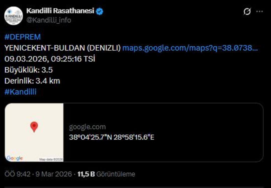 SON DAKİKA| Denizli de korkutan deprem! Çevre illerden hissedildi 2