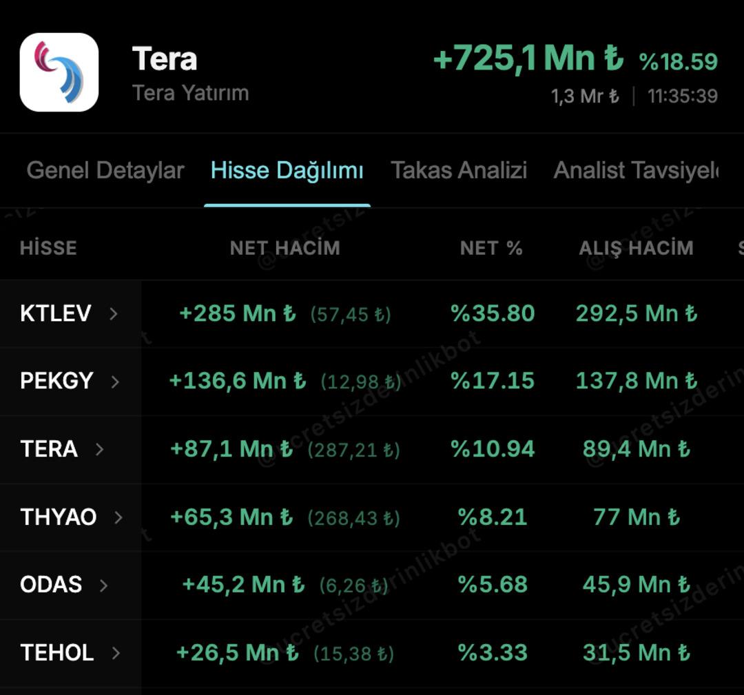 Tera Yatırım’ın bugün en çok aldığı hisseler 1