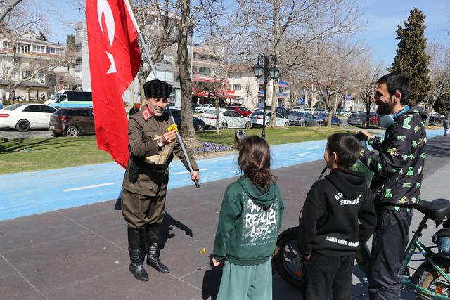 Şehitler i&ccedil;in İstanbul dan &Ccedil;anakkale ye y&uuml;r&uuml;yen gazi torunu Tekirdağ a ulaştı 4
