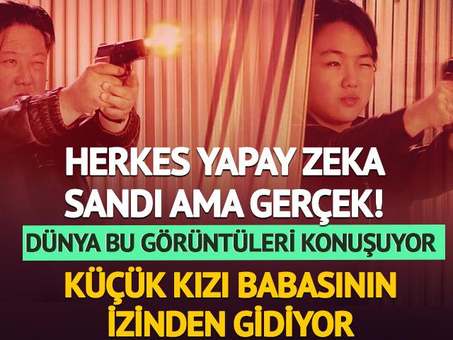 Herkes yapay zeka sandı ama değil! D&uuml;nya Kim Jong-Un ve k&uuml;&ccedil;&uuml;k kızının atış talimini konuşuyor