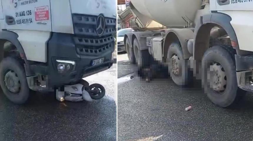 Beton mikserinin altında kalan motosikletli feci şekilde can verdi