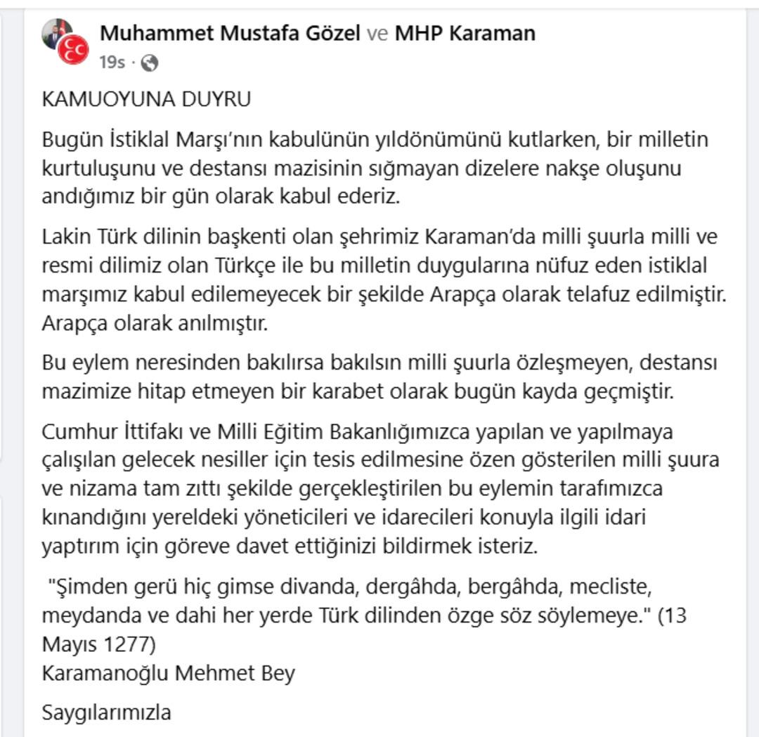  Arap&ccedil;a  İstiklal Marşı tepki topladı: Karaman daki g&ouml;r&uuml;nt&uuml;ler tartışmaların fitilini ateşledi 4