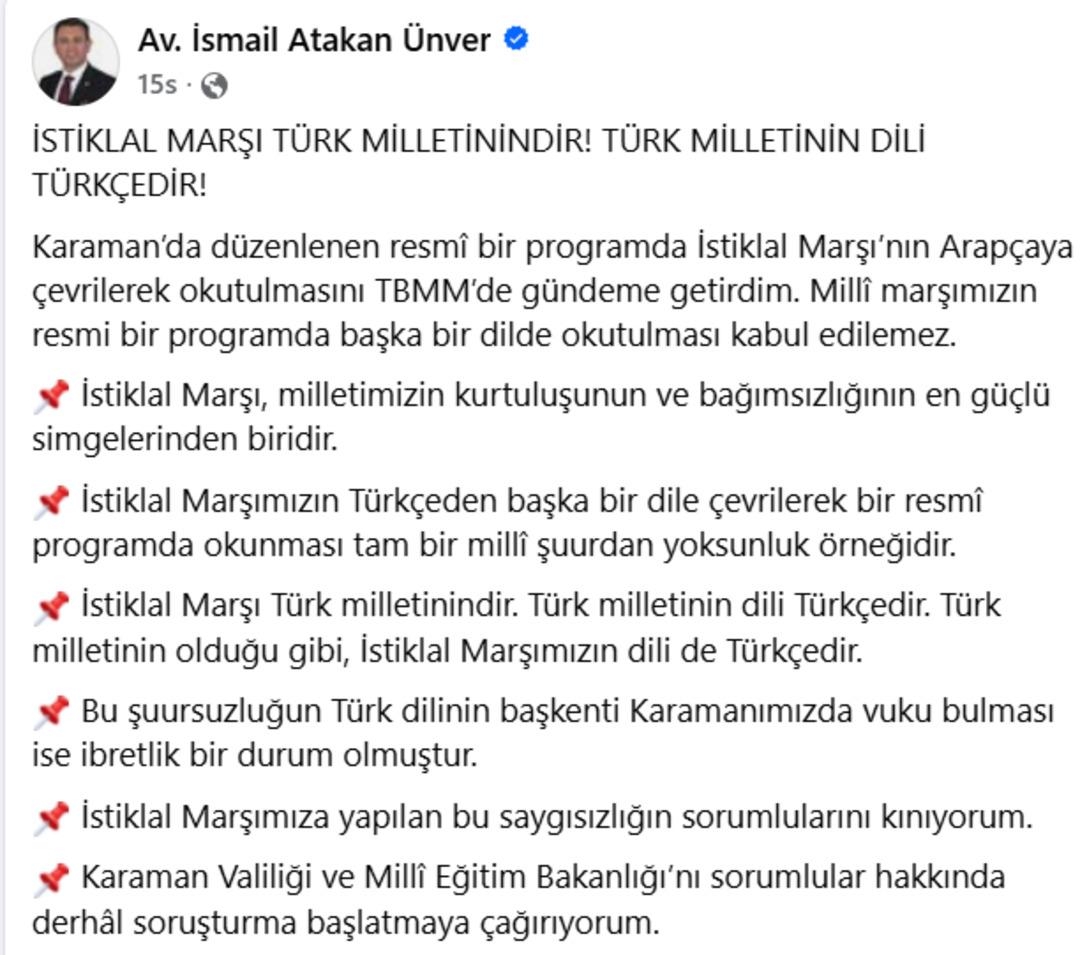  Arap&ccedil;a  İstiklal Marşı tepki topladı: Karaman daki g&ouml;r&uuml;nt&uuml;ler tartışmaların fitilini ateşledi 3