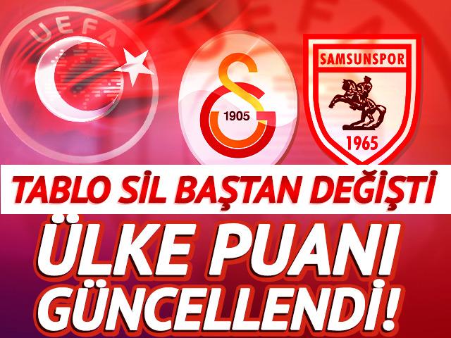 Galatasaray kazandı, Samsunspor kaybetti! &Uuml;lke puanı sil baştan...