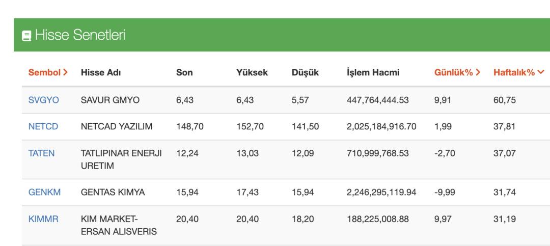 Bir Haftada 100 Bin TL&rsquo;yi 160 Bin TL Yapan Hisseler 1