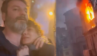 &Uuml;nl&uuml; isim yangından son anda ka&ccedil;tı! G&ouml;zyaşlarını tutamadı