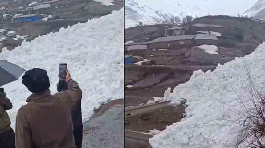 Hakkari&rsquo;de &ccedil;ığ evleri teğet ge&ccedil;ti